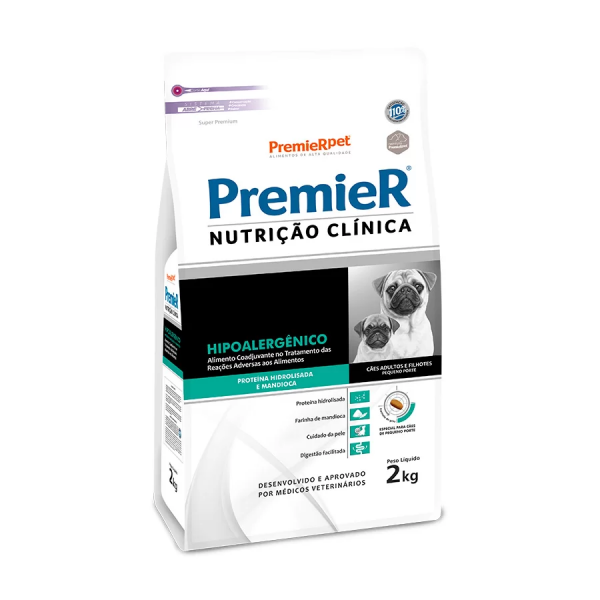 RAÇÃO PREMIER CÃES HIPOALERGÊNICO PROTEÍNA HIDROLISADA RAÇAS PEQUENAS 2 KG