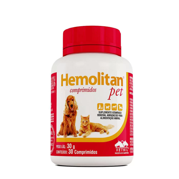 HEMOLITAN PET 30G VETNIL COM 30 COMPRIMIDOS
