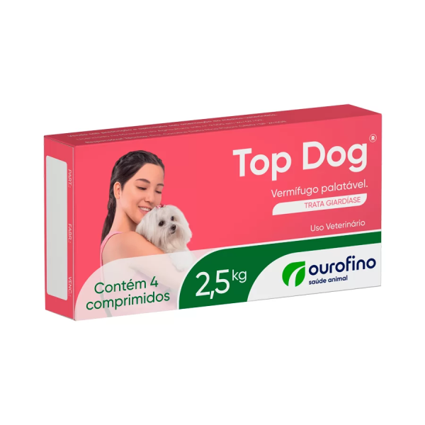 VERMÍFUGO TOP DOG 2,5KG COM 4 COMPRIMIDOS OUROFINO
