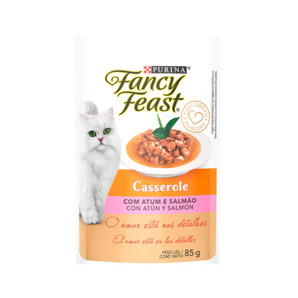 SACHÊ FANCY FEAST GATOS CASSEROLE ATUM E SALMÃO ADULTO 85G