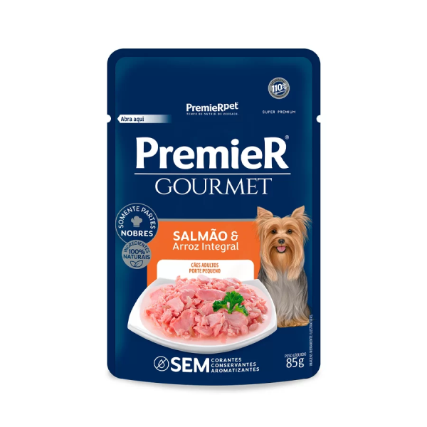SACHÊ PREMIER GOURMET SALMÃO CÃES ADULTOS RAÇAS PEQUENAS 85G