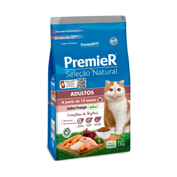 RAÇÃO PREMIER GATOS SELEÇÃO NATURAL ADULTO 1,5KG