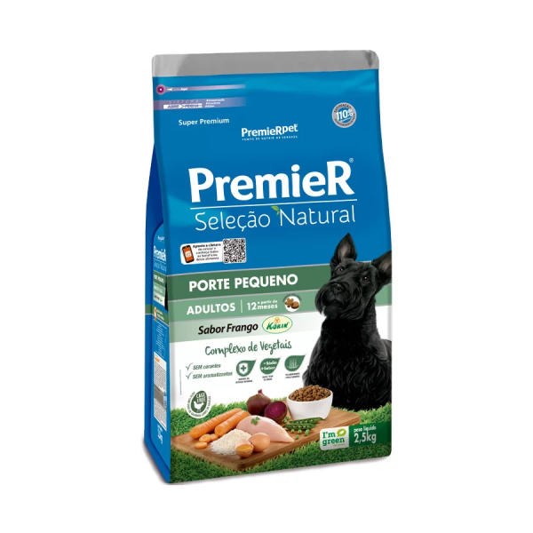 RAÇÃO PREMIER CÃES SELEÇÃO NATURAL ADULTO RAÇAS PEQUENAS 2,5KG