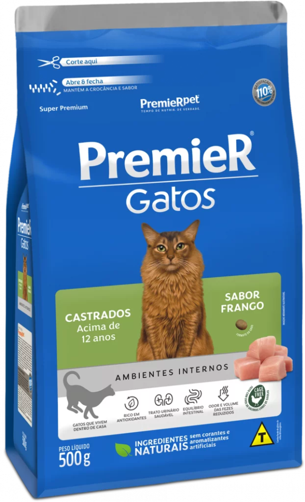 RAÇÃO PREMIER GATOS CASTRADOS ACIMA DE 12 ANOS 1,5KG